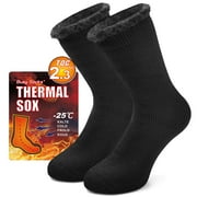 Busy Socks Mens Slipper Thermal Socks Extra Thick Crew Socks, Large,Black