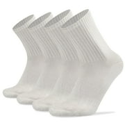 BUSY SOCKS Men's Soft Thick Cushioned Thermal Wool Socks,Large,4 Pack,White