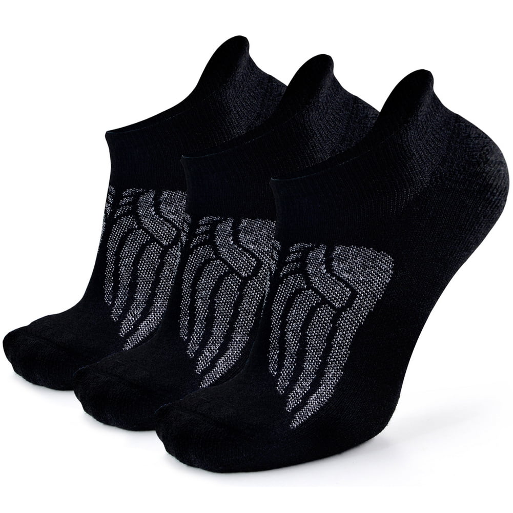 Busy Socks Men's Thin Soft Merino Wool Runing Socks,3 Pack,Large,Black