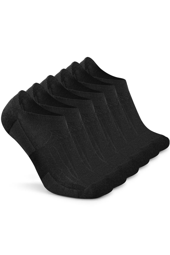 Men's Women's Short Low Rise Wool Socks,6 Pack,Large,Black