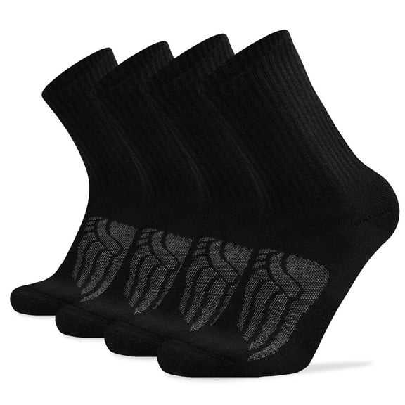 Busy Socks Mens Winter Cushioned Merino Wool Hiking Crew Socks,Large,4 Pack,Black