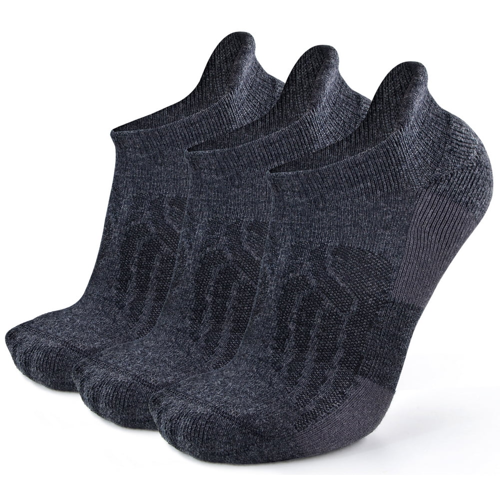 Busy Socks Merino Wool Athletic Running Socks for Men Large,Dark Grey,3