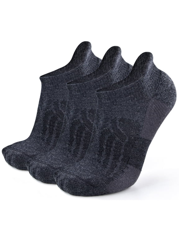 Merino Wool Athletic Running Socks for Men Large,Dark Grey,3-Pack
