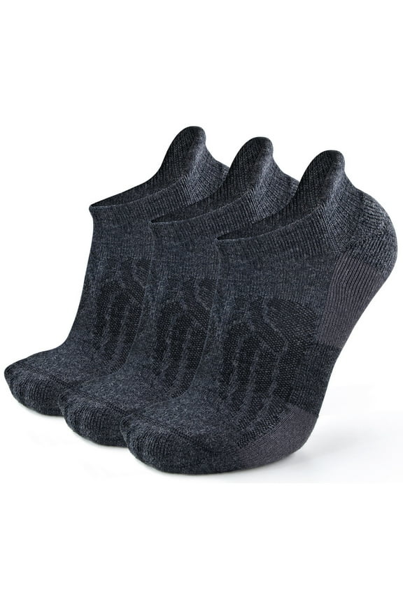 Merino Wool Athletic Running Socks for Men Large,Dark Grey,3-Pack