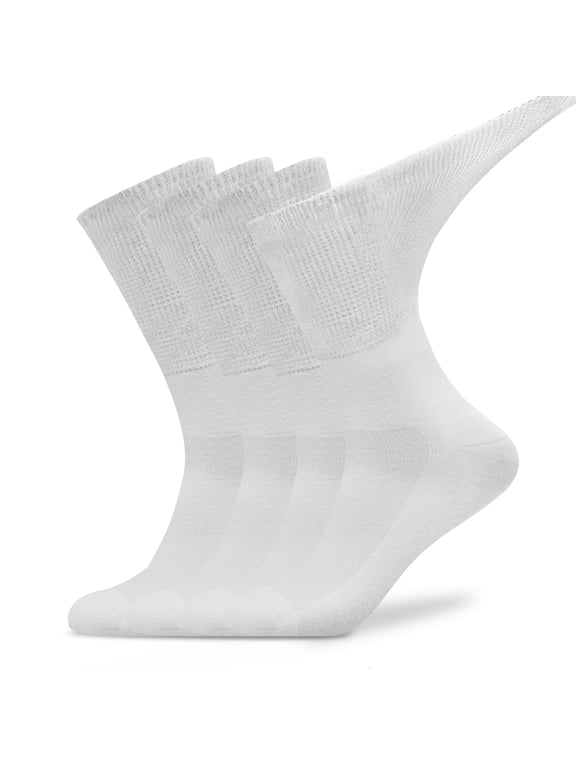 Moisture Wicking Top Extra Wide Diabetic Socks,X-large,4 Pack,White