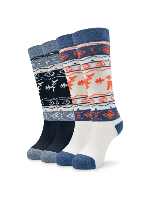 Teenage Soft Warm Ski Snowboard Wool Socks,Black+White,2 Pack,X-Small
