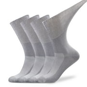 Busy Socks Unisex Diabetic Socks With Top Wide for Edema,Large,4 Pack,Gray