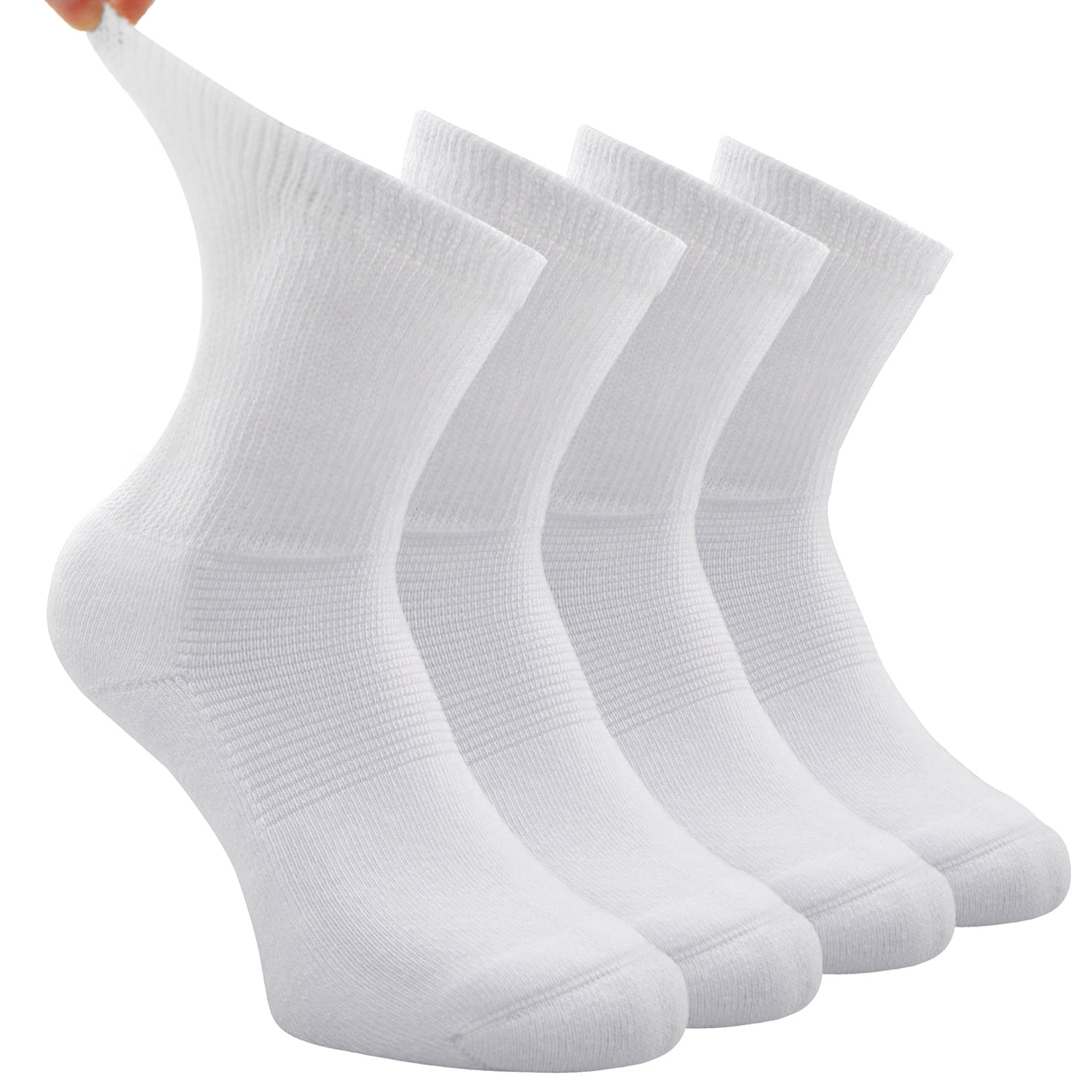 Busy Socks Unisex Extra Wide Crew Socks for Diabetics,Medium,4 Pack
