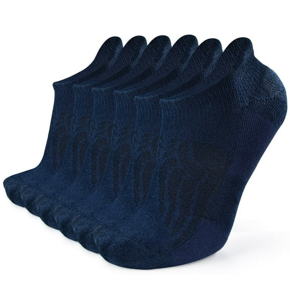 Busy Socks Women's Cushion Elastic Wool Walking Socks, Navy, Medium,6-Pack