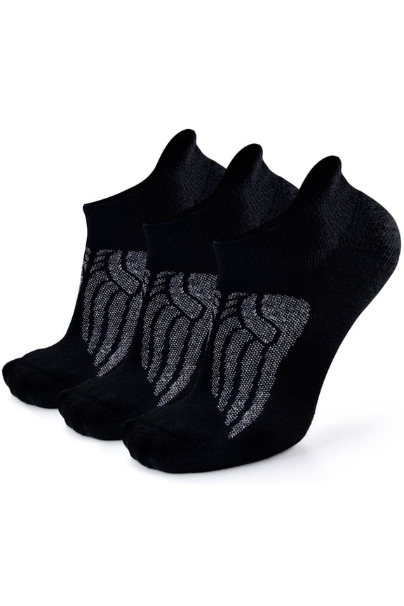 Women's Invisible Liner Wool No Show Socks,3 Pack,Medium,Black