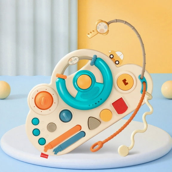 Busy Steering Wheel Toy for Kids, Fine Motor Skills, Multi Scenario Learning, Safe Durable ABS, Simulated Driving Play, Interactive Sensory Entertainment, Travel Crib Accessory