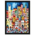thumbnail image 1 of Busy Street Vertical Cityscape Folk Art Watercolour Painting Artwork Framed Wall Art Print A4, 1 of 4