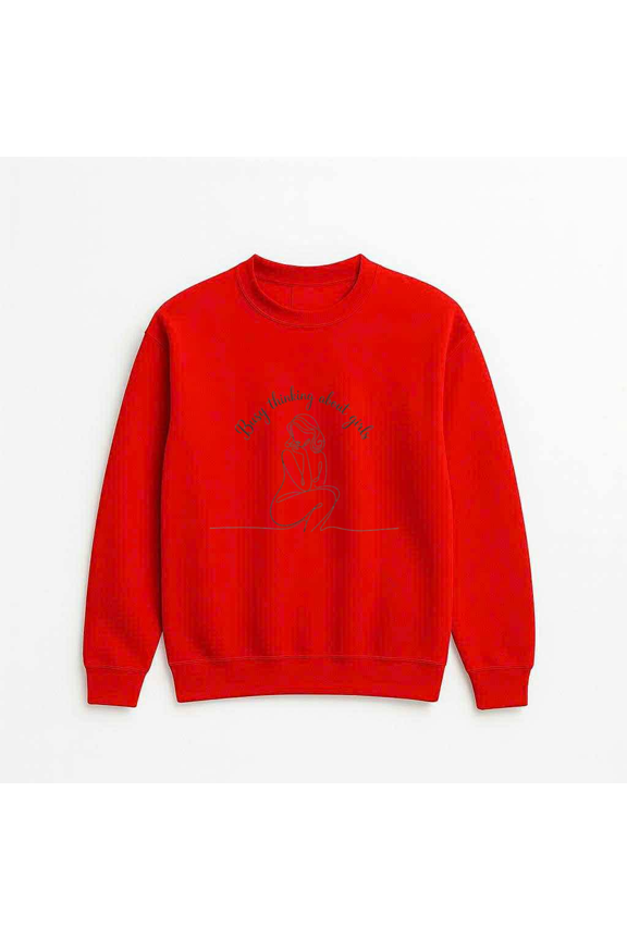 Busy Thinking About Girls Funny Quote Humor Casual Graphic Print Sweatshirt, for men & women, up to size 5XL