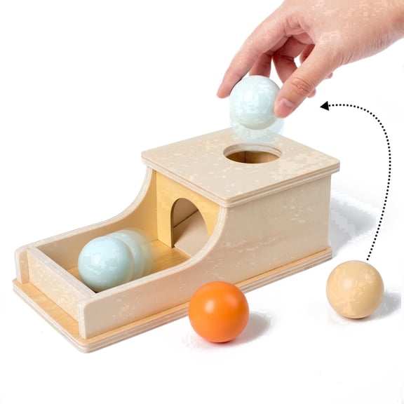 BUSY EDITION Montessori Wood Toy Object Permanence Box for Baby Toddler 0-3 Years Old
