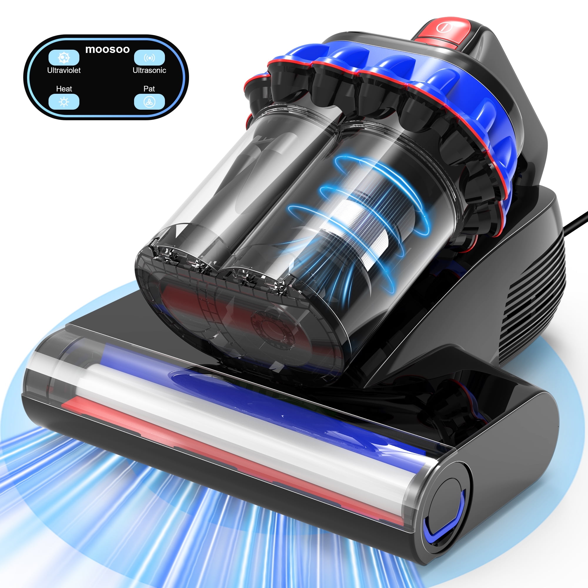 MOOSOO Mattress Vacuum Cleaner with UV Light, 16Kpa Ultrasonic Bed Vacuum with LED Display, Multiple Filtration Handheld Vacuum for Home,Bed, Couch,Pet