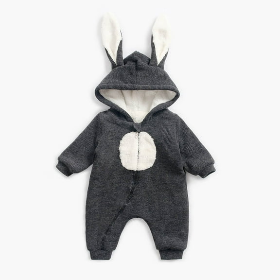 Busydd 0-3 Years Unisex Baby Clothes Rompers Newborn Baby Girl Clothes Infant Warm Winter Fleece Romper Cute Hooded Baby Boy Clothes Long Sleeve Toddler Girl Clothes Jumpsuit