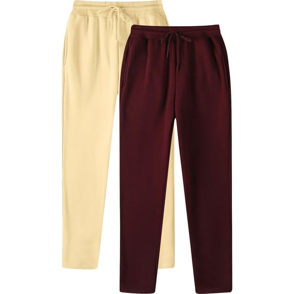 Busydd 2 Pack Mens Sweatpants Open Bottom Straight Leg Sweatpants Solid Color Casual Pants Elastic Waist Drawstring Workout Pants for Men Plus Size Sweatpants with Pockets S-3XL