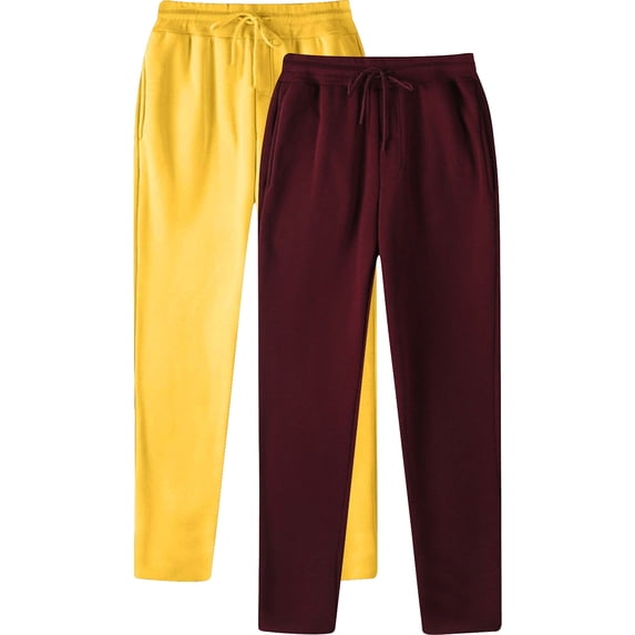 Busydd 2 Pack Mens Sweatpants Open Bottom Straight Leg Sweatpants Solid Color Casual Pants Elastic Waist Drawstring Workout Pants for Men Plus Size Sweatpants with Pockets S-3XL
