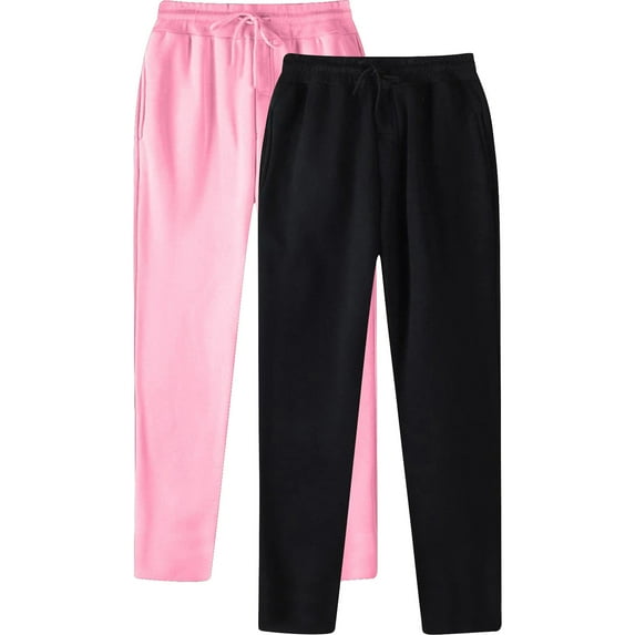 Busydd 2 Pack Mens Sweatpants Open Bottom Straight Leg Sweatpants Solid Color Casual Pants Elastic Waist Drawstring Workout Pants for Men Plus Size Sweatpants with Pockets S-3XL