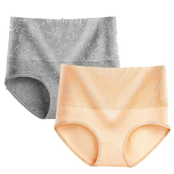 Busydd 2 Pack Womens Underwear Ladies Strech Cotton Underwear High Waisted Seamless No Show Hipster Panties Comfort Smooth Full Coverage Lace Briefs Plus Size Breathable Panties Multipacks