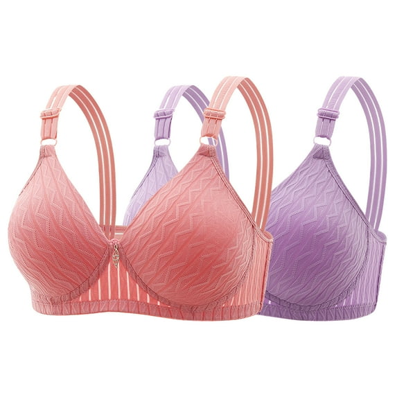 Busydd 2 Piece Bras for Women Comfort Breathable Wireless Bras for Women Solid Color Full Coverage Everyday Bra Supportive Push Up Bra No Underwire