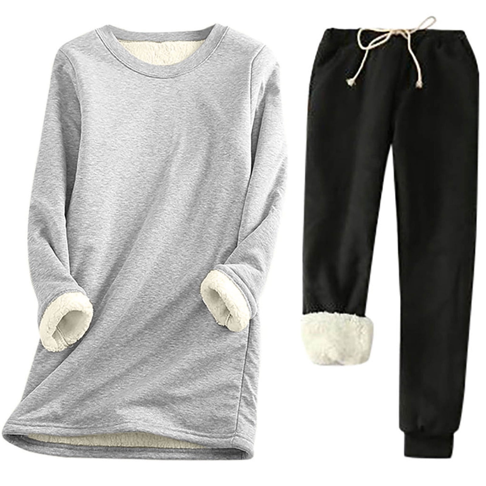 Busydd 2 Piece Sets for Women Warm Fleece Pajama Sets for Women 2 Piece