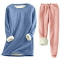 thumbnail image 1 of Busydd 2 Piece Sets for Women Warm Fleece Pajama Sets for Women 2 Piece Crew Neck Sweatshirt Baggy Pajama Pants Loungewear Casual Oversized Winter Outfits Plus Size S-5XL, 1 of 2