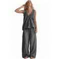 thumbnail image 1 of Busydd 2 Piece Sets for Women Sleeveless V Neck Tops and Wide Leg Pants Comfy Casual Solid Color Lounge Sets 2XL, 1 of 7