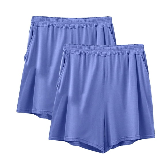 Busydd 2 Piece Women's Shorts XL-6XL Casual Baggy Elastic Waist Gym Shorts Solid Color Stretch Biker Athletic Shorts Comfy Lightweight Summer Shorts Plus Size Shorts for Women with Pockets