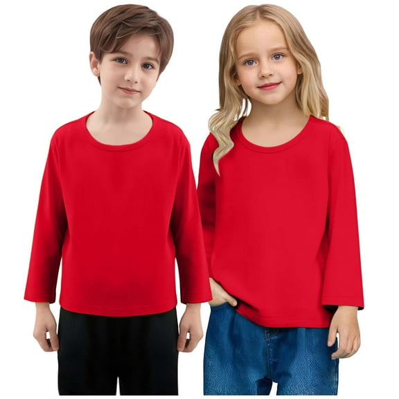 Busydd 2PC Baby Girl Clothes 1-11 Years Solid Color Long Sleeve Toddler Pullover Top Unisex Cotton Kids Clothing Casual Comfortable Crew Neck Boys Sweatshirts