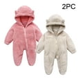 thumbnail image 1 of Busydd 2PC Baby Girl Clothes Solid Color Unisex Baby Boy Clothes 0-12 Months Warm Winter Fleece Baby Girl Romper Infant Newborn Long Sleeve Fuzzy Rompers Hooded Zip Up Onesie, 1 of 9