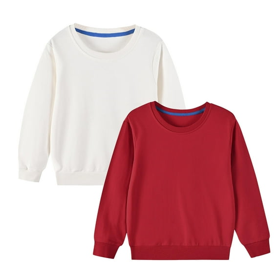 Busydd 2PC Baby Girl Clothes Toddler Boy Clothes Casual Loose Crewneck Sweatshirt Unisex Children's Cotton Solid Color Pullover Tops 2-10 Years