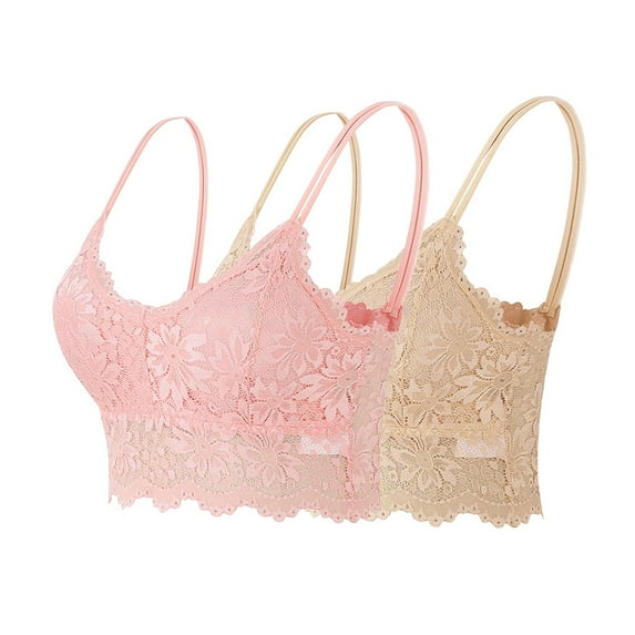 Busydd 2PC Lace Bralettes for Women Solid Color Fashion Back Bra Comfortable Women's Underwear and Bras Breathable Underwear Women Pack XL