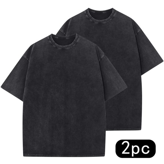Busydd 2PC Mens and Womens Summer Tops Trendy Casual Solid Color Cotton Spring Tops Comfy Round Neck Short Sleeve Going Out Top Versatile T Shirts for Man