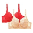 thumbnail image 1 of Busydd 2PC Women's Underwear and Bras with Underwire Solid Color Lace Push Up Bras Comfortable High Support Lift Everyday Bras 4XL, 1 of 2