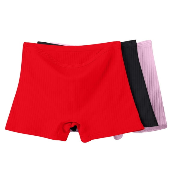 Busydd 3 Pack Women's Cotton Underwear Plus Size XL-6XL Comfortable Breathable Period Underwear for Women Solid Color Ribbed High Waisted Boxer Briefs Full Coverage Seamless Panties for Women