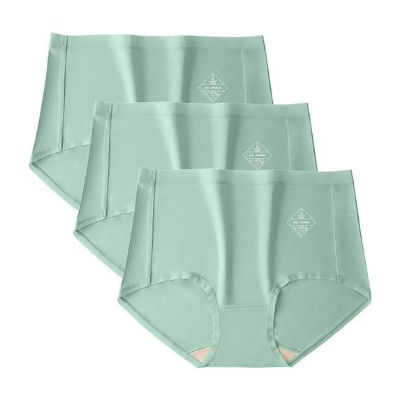 Busydd 3 Pack Womens Underwear Breathable Plain Weave Panties for Women Soft Seamless High Waisted Underwear for Women No Show Silk Briefs