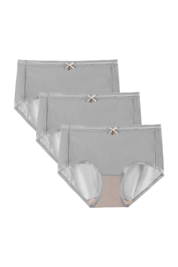 3 Pack Womens Underwear Stretch Soft Panties for Women No Show Mid Rise Underwear for Women Seamless Ice Silk Briefs