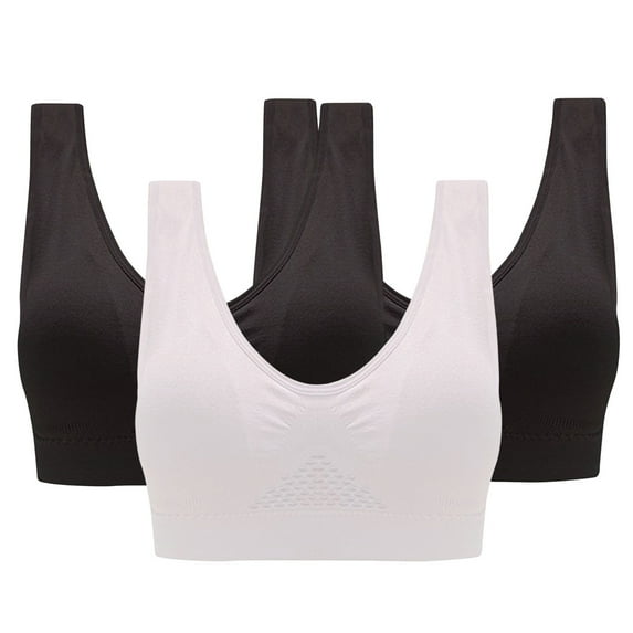Busydd 3 Piece Bras for Women Solid Color Seamless Sports Bra Comfy T-Shirt Wireless Bras Lift Push Up Bra Plus Size Sports Bra High Impact S-4XL