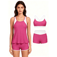 thumbnail image 1 of Busydd 3 Piece Swimsuits for Women Beach Fashion Colorblock Bathing Suits Round Neck Tanks Bras and Shorts Swim Suit M, 1 of 8
