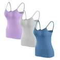 thumbnail image 1 of Busydd 3 Piece Womens Tank Tops with Built in Bra Sleeveless Round Neck Tank Top Summer Casual Spaghetti Straps Camisole Tops for Women Built in Bra Comfort Yoga Workout Full Figure Sports Bra, 1 of 5