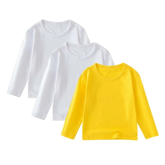 Busydd 3PC Girls Tops 1-11 Years Casual Round Neck Solid Color Baby Boy Clothes Comfortable Long Sleeve Cotton Girls' Fashion Fall Toddler Boy Clothes 8 Years