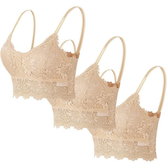 Busydd 3PC Lace Bralettes for Women Solid Color Fashion Back Bra Comfortable Women's Underwear and Bras Breathable Women Bras Pack L