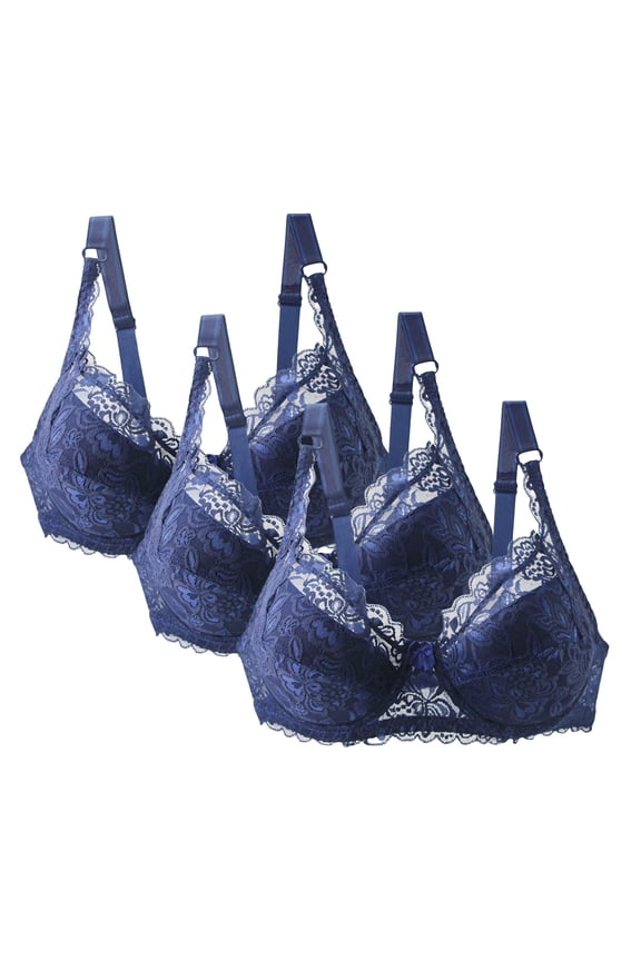 3PC Plus Size Bras High Support Sports Bra Pack Solid Color Lace Seamless Tshirt Bras