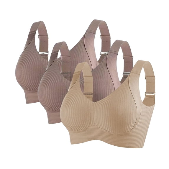 Busydd 3PC Sports Bra Pack Solid Color Breathable Women Sports Bra Comfortable Everyday Wireless Bras Supportive Bras for Women 2XL