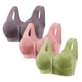 thumbnail image 1 of Busydd 3PC Womens Wireless Bras Comfy Everyday Plus Size Bras Breathable Solid Color Front Closure Bras High Support Push Up Bras M, 1 of 8