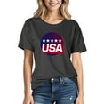 thumbnail image 1 of Busydd 4th of July T Shirts for Women USA Stars and Stripes Independence Day Tops Casual Round Neck Short Sleeve Womens Tops Comfy Cotton Summer Tops L, 1 of 3
