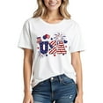 thumbnail image 1 of Busydd 4th of July T Shirts for Women USA Stars and Stripes Independence Day Tops Casual Round Neck Short Sleeve Womens Tops Comfy Cotton Summer Tops S, 1 of 5
