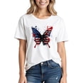 thumbnail image 1 of Busydd 4th of July Womens Tops Fashion USA Flag Print Independence Day T Shirts for Women Casual Short Sleeve Round Neck Summer Tops Comfy Cotton Graphic Tees L, 1 of 5