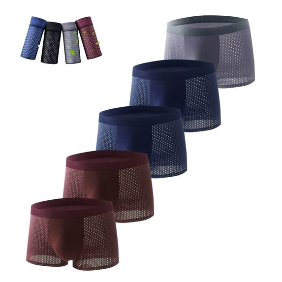 Busydd 5PC Men's Boxer Briefs Breathable Comfortable Boxer Briefs forMen Pack Stretch Mesh Mens Boxer Briefs Underwear Pack XL